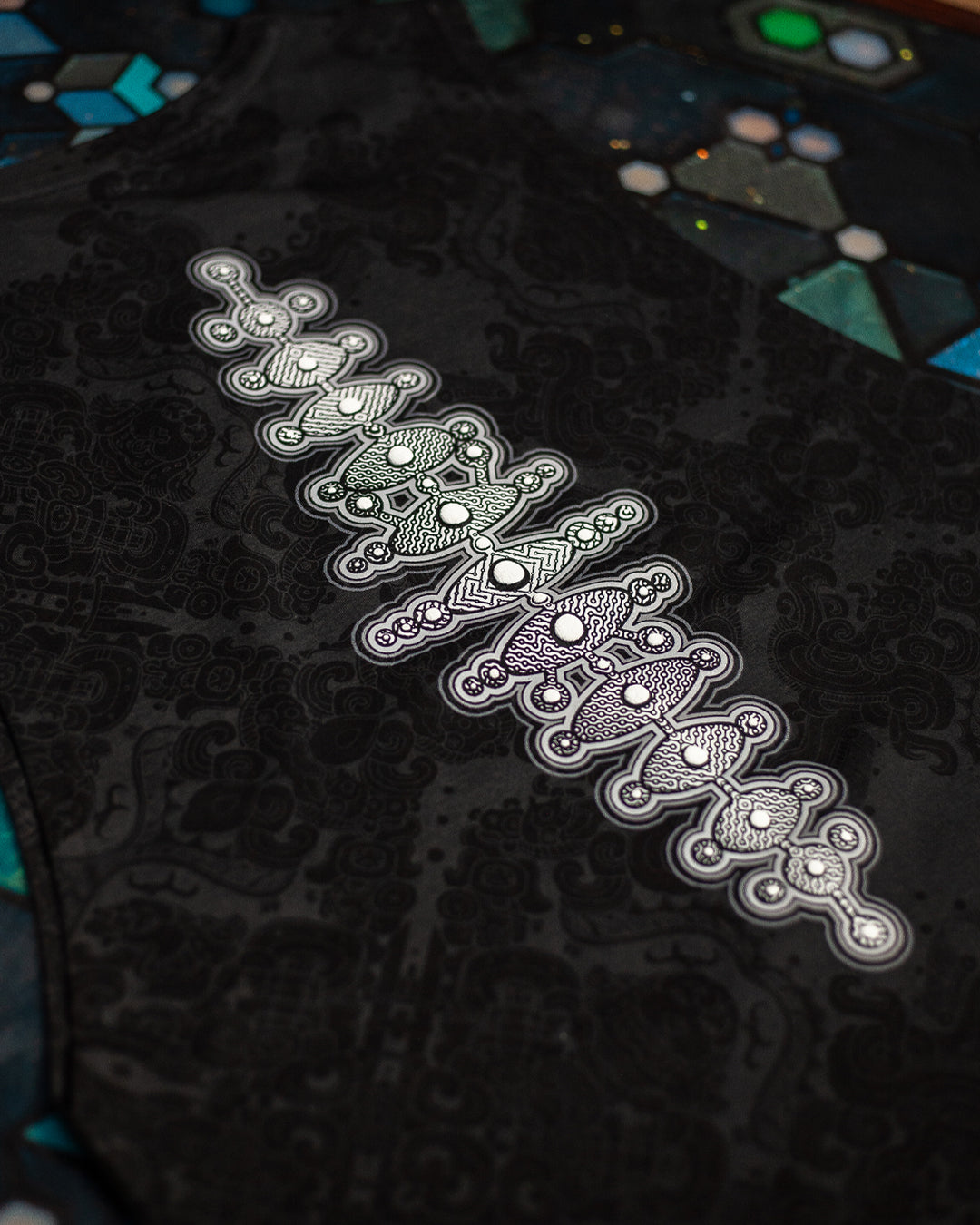 Open Tank Top Men / Black Cotton Shinker - MAYAN CODEX Galactik Spine